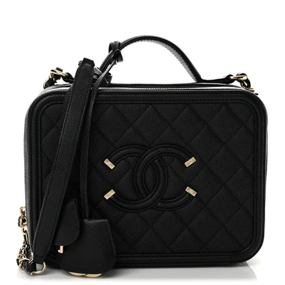 Chanel Caviar Quilted Medium CC Filigree Vanity Case Black 1 of 14