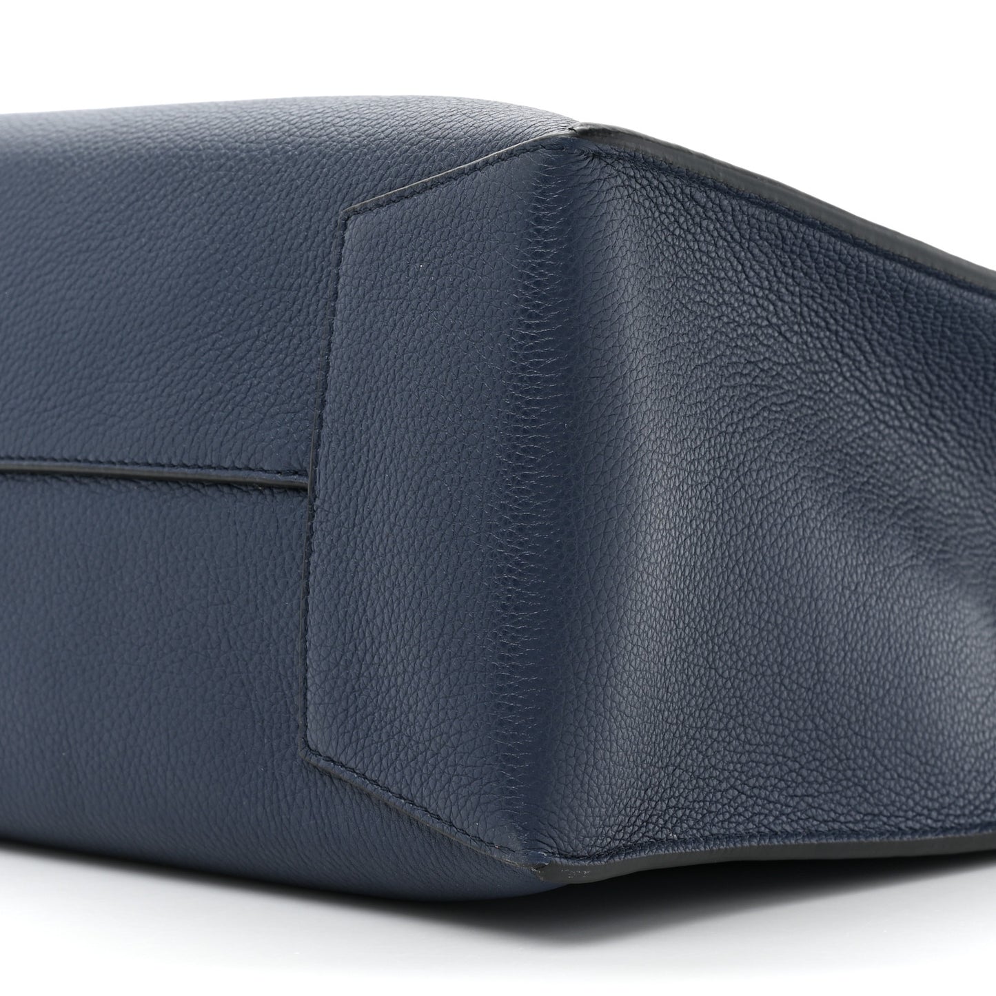 Soft Grained Calfskin Buckle Zip Tote Navy