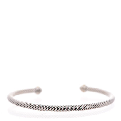 David Yurman Sterling Silver 18K Yellow Gold 4mm Cable Classics Bracelet 3 of 5