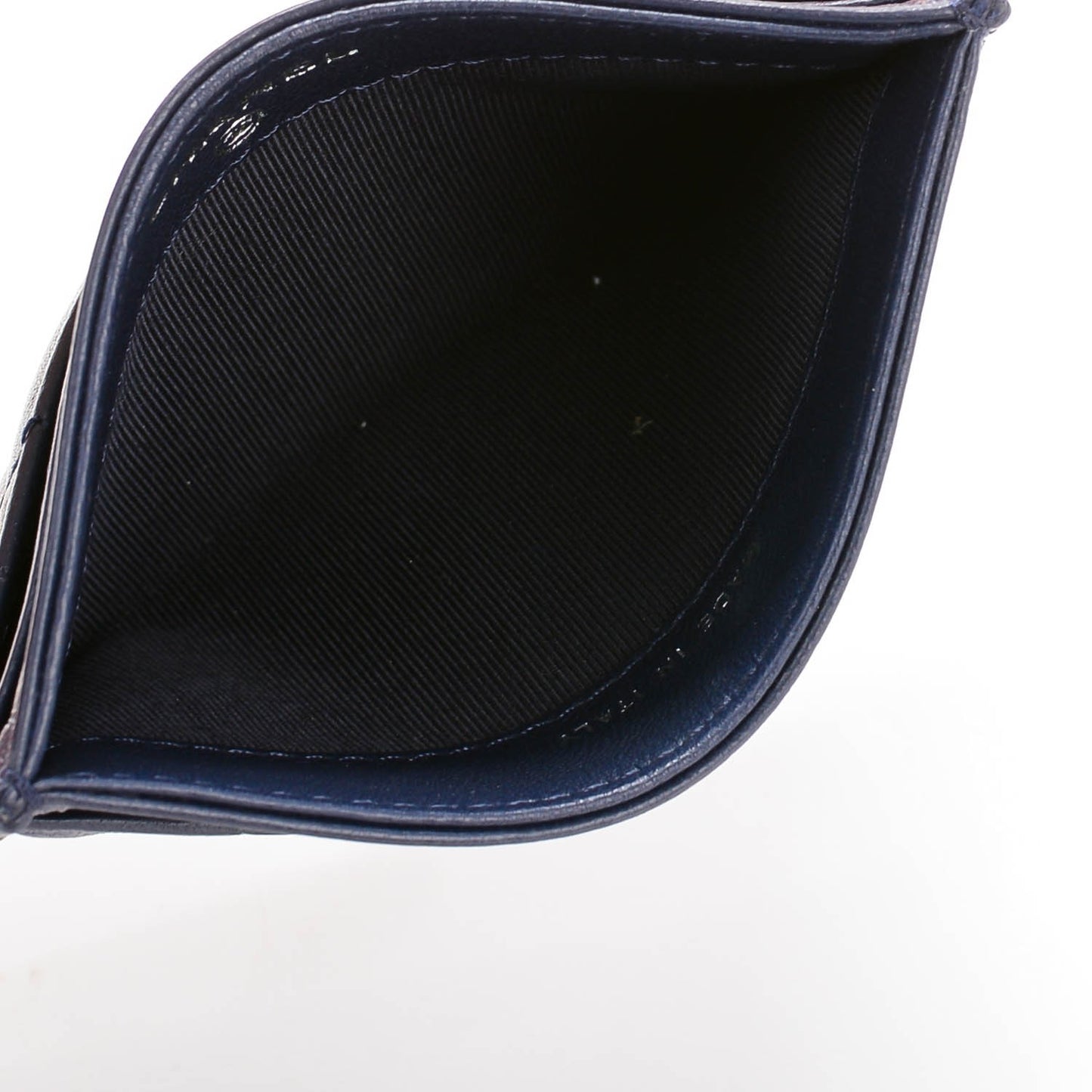 Lambskin Quilted Card Holder Navy Blue