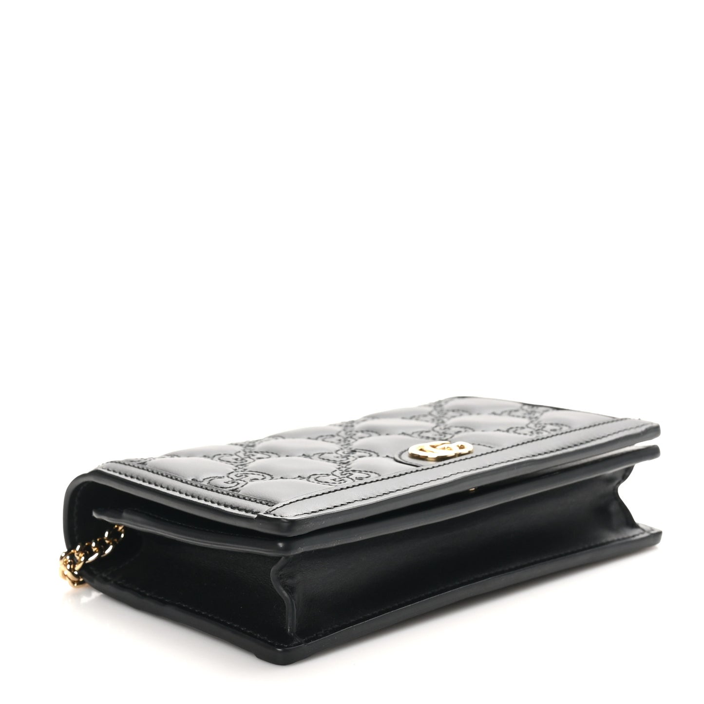 Calfskin GG Matelasse Chain Wallet Black