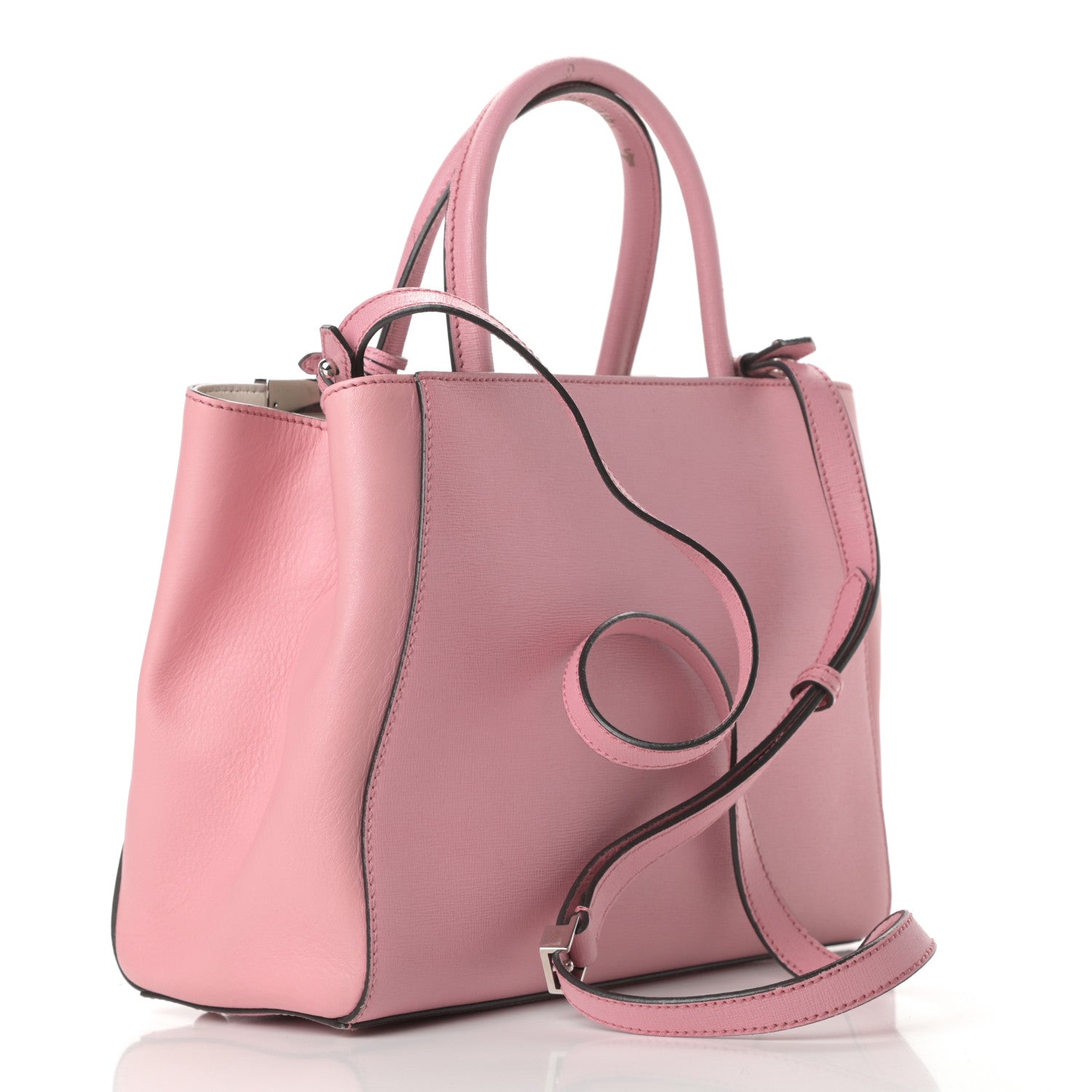 Fendi Vitello Elite Flamingo Mink Monster Charm Petite 2Jours Tote Pink Multicolor 5 of 16