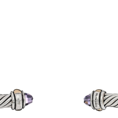 David Yurman Sterling Silver 18K Yellow Gold Amethyst 4mm Cable Classics Bracelet 3 of 3