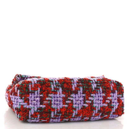 Chanel Tweed Quilted Large Chanel 19 Flap Red Purple Green 4 of 9