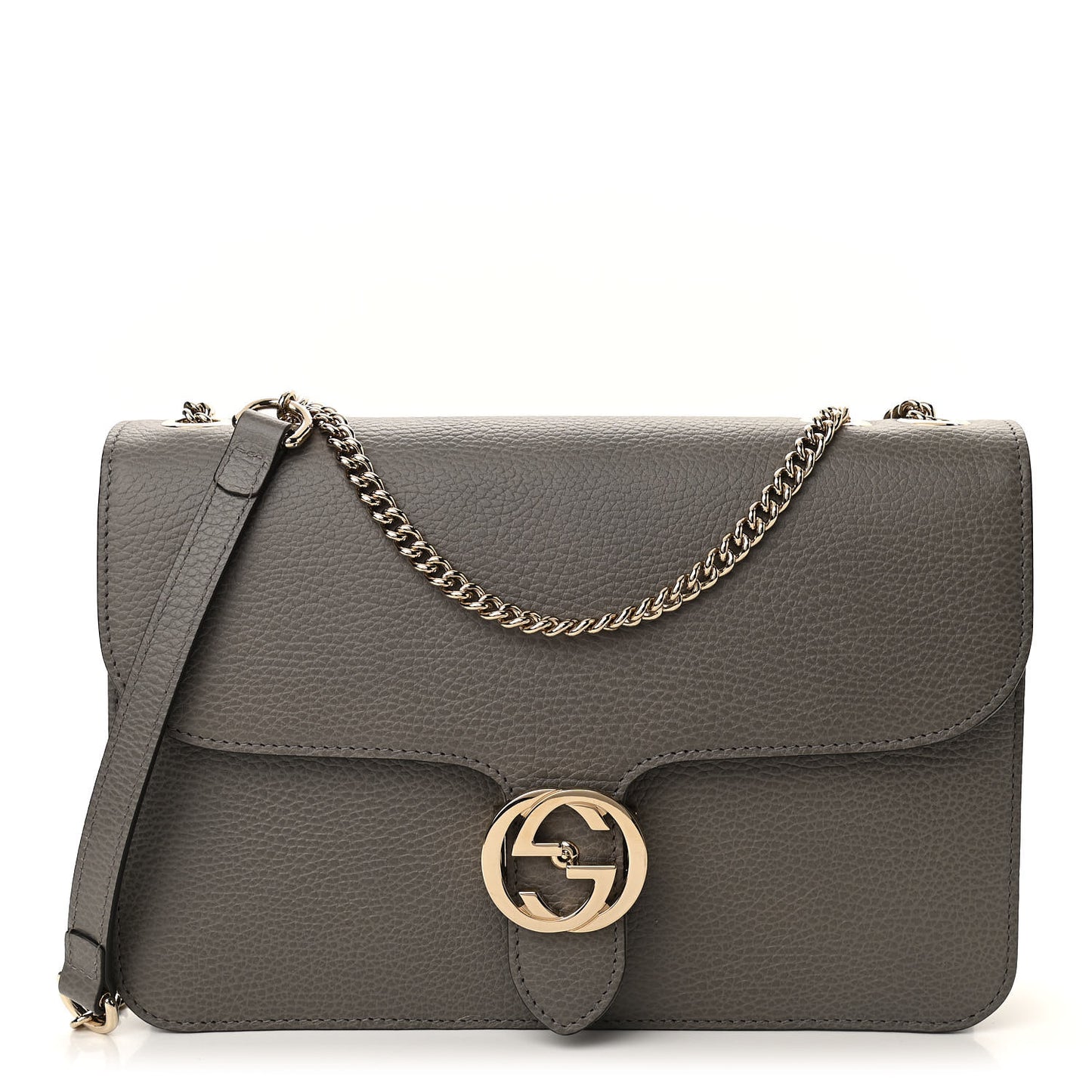 Dollar Calfskin Interlocking G Shoulder Bag Loess
