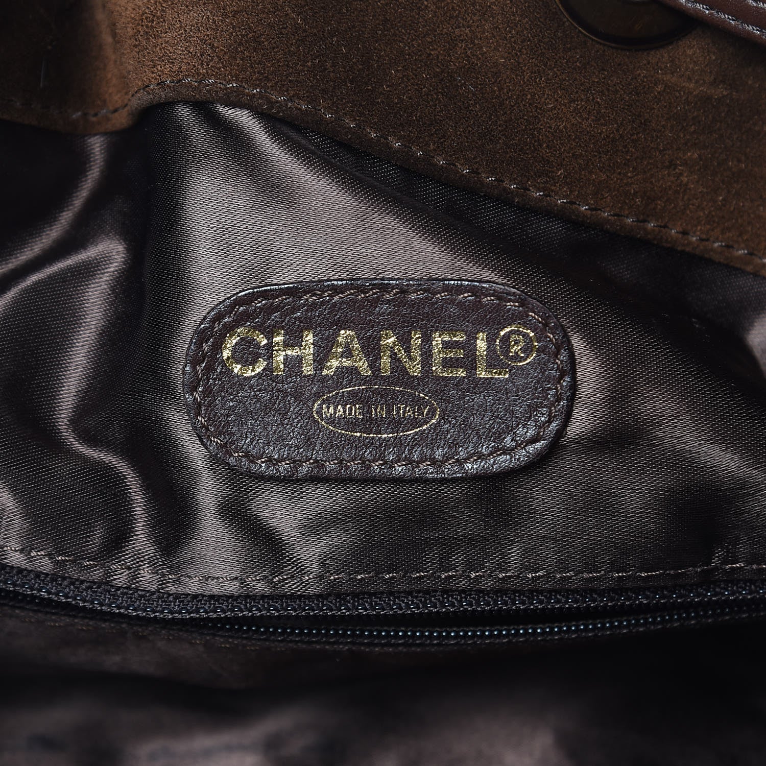Chanel Suede Tortoise CC Drawstring Tote Brown 6 of 15