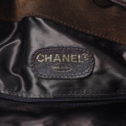 Chanel Suede Tortoise CC Drawstring Tote Brown 6 of 15