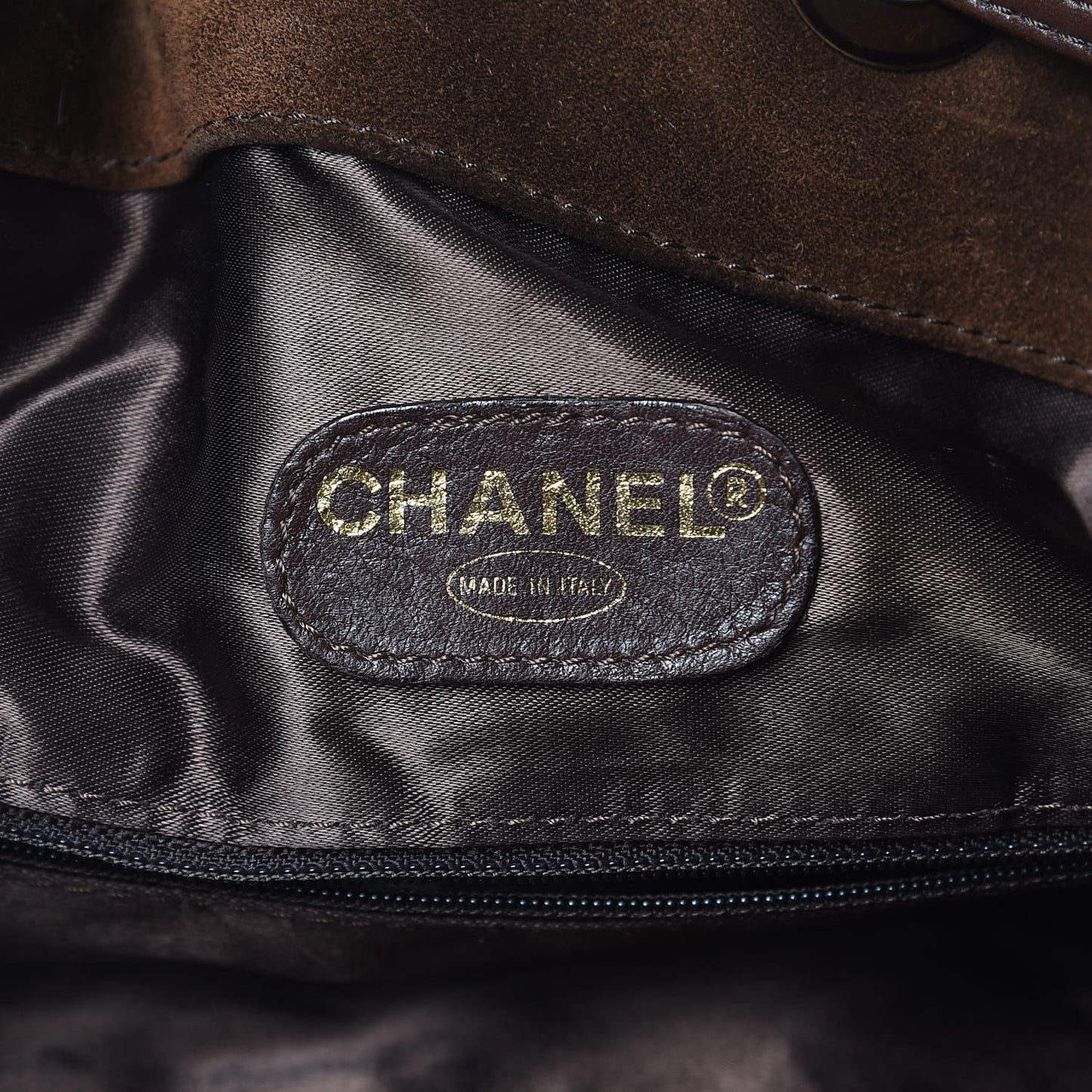 Suede Tortoise CC Drawstring Tote Brown