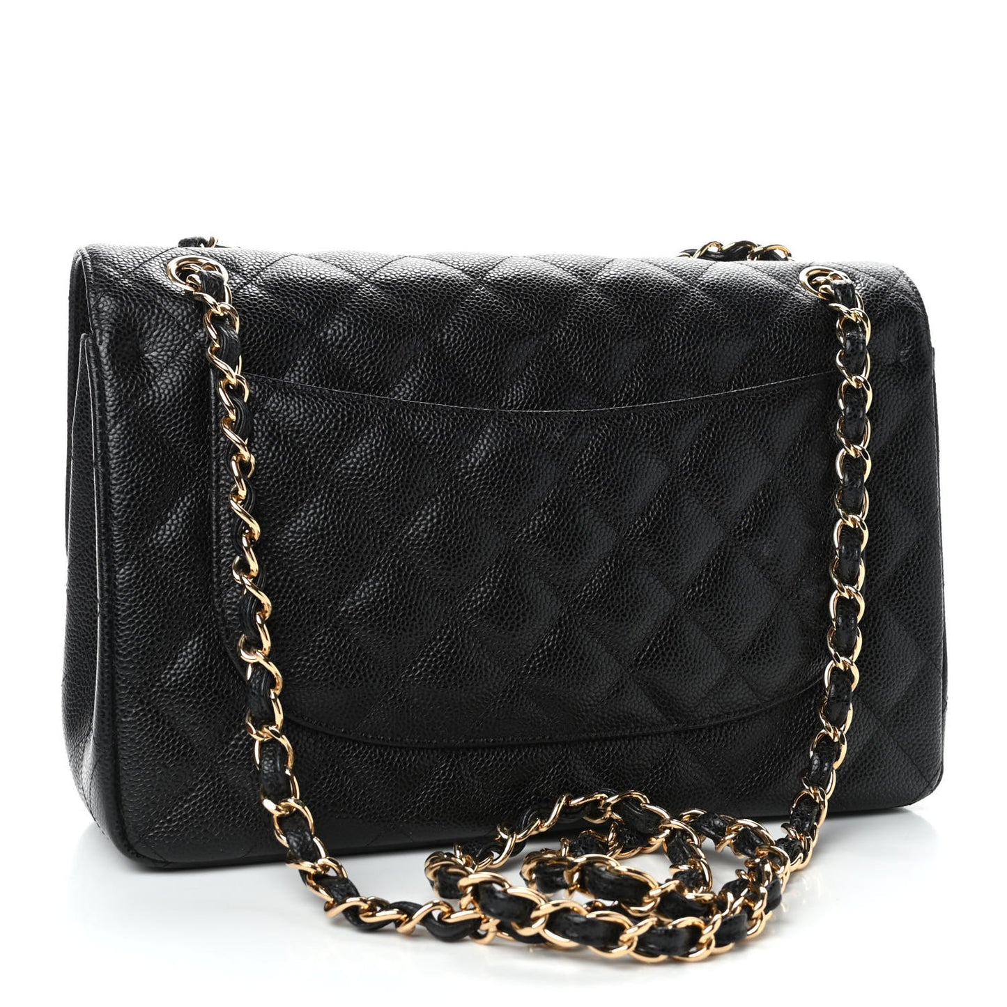 Caviar Quilted Jumbo Double Flap Black