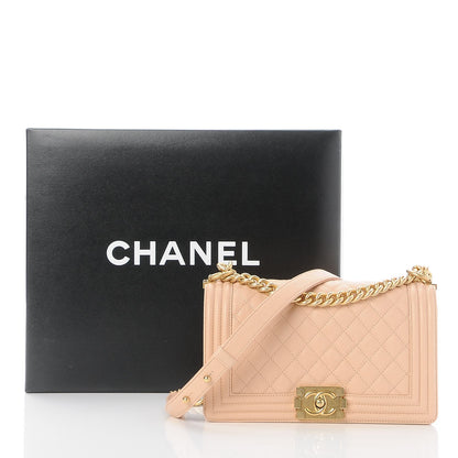 Chanel Caviar Quilted Medium Boy Flap Light Beige 9 of 9