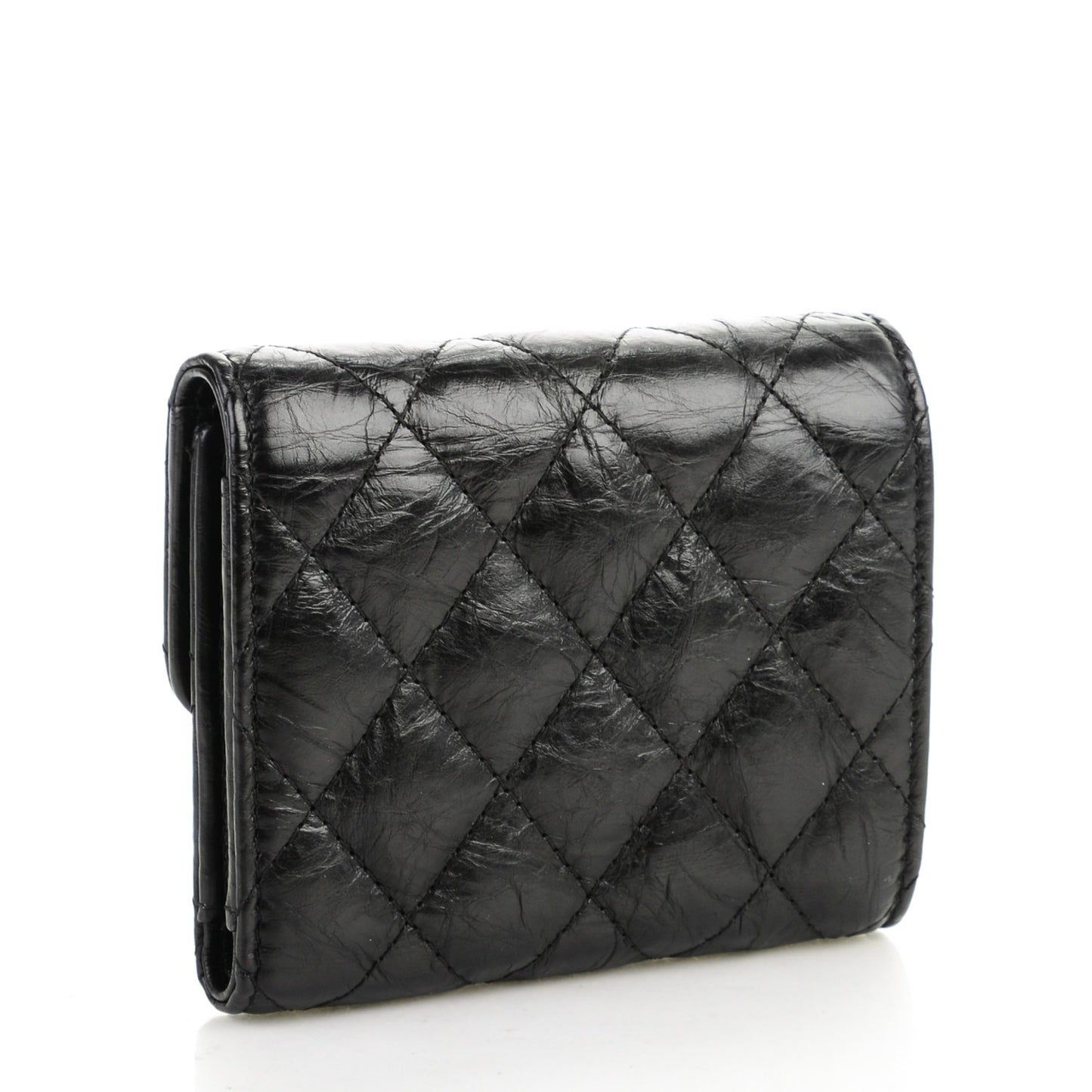 Aged Calfskin Quilted Reissue Compact Wallet Black