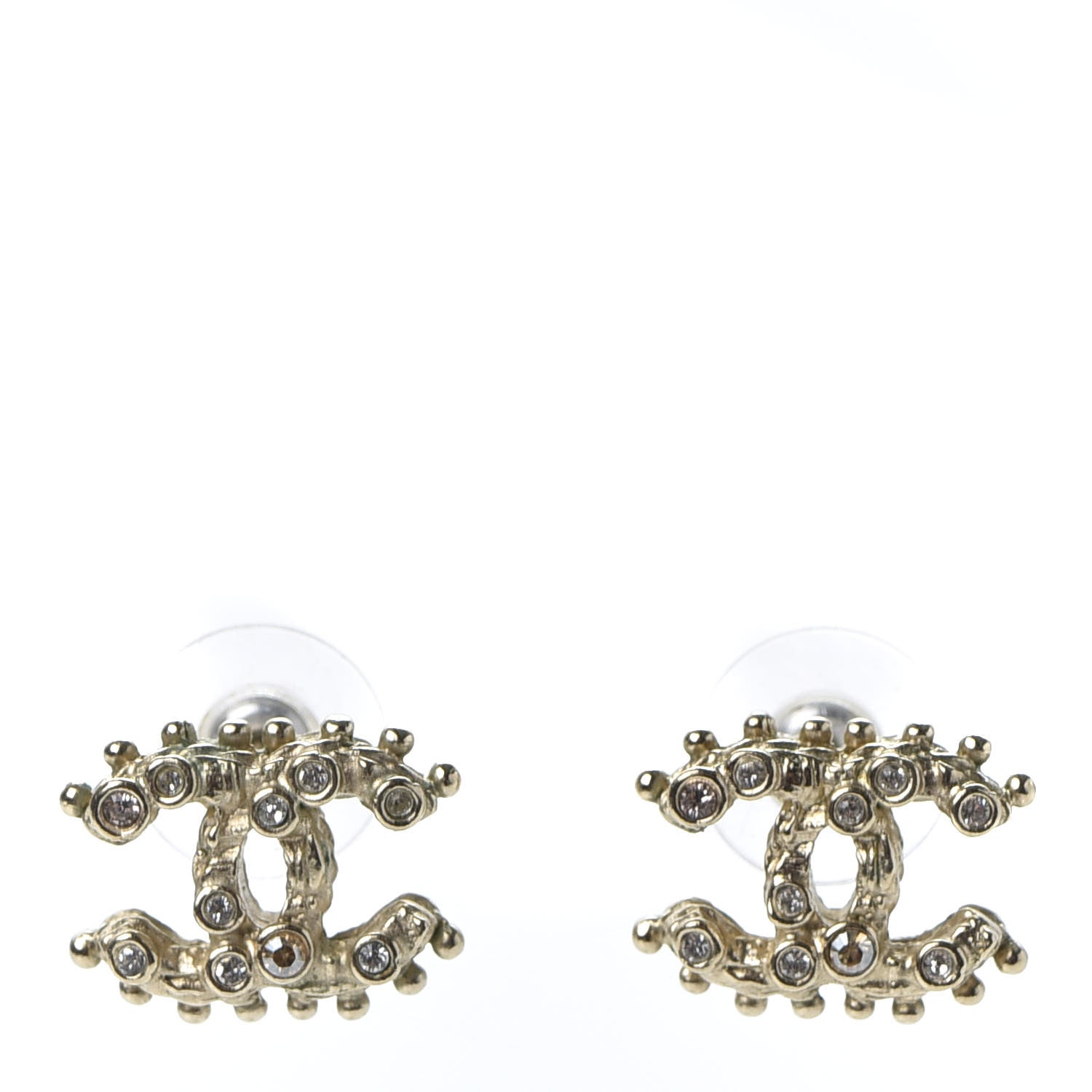 Chanel Crystal CC Earrings Gold 1 of 4