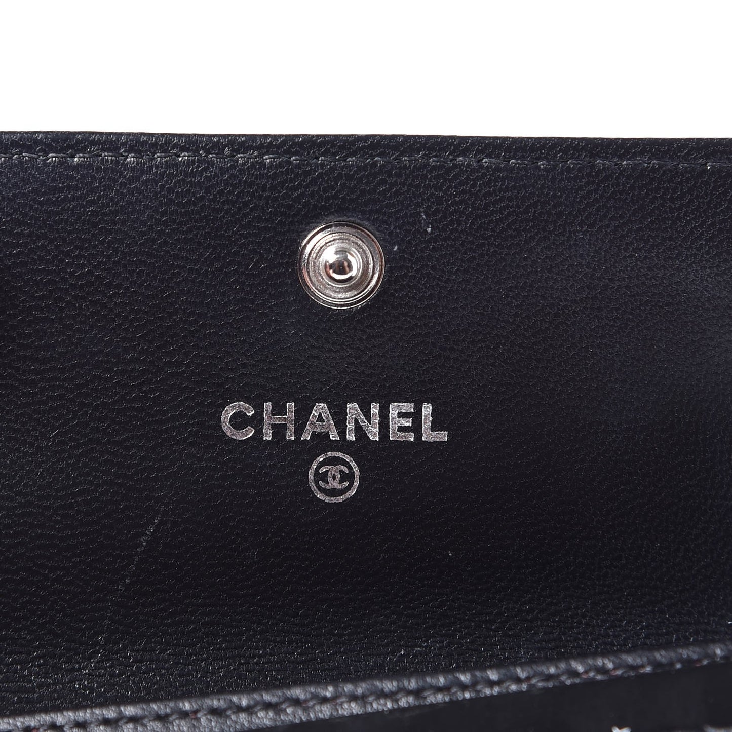 Lambskin Quilted Flap Card Holder Black