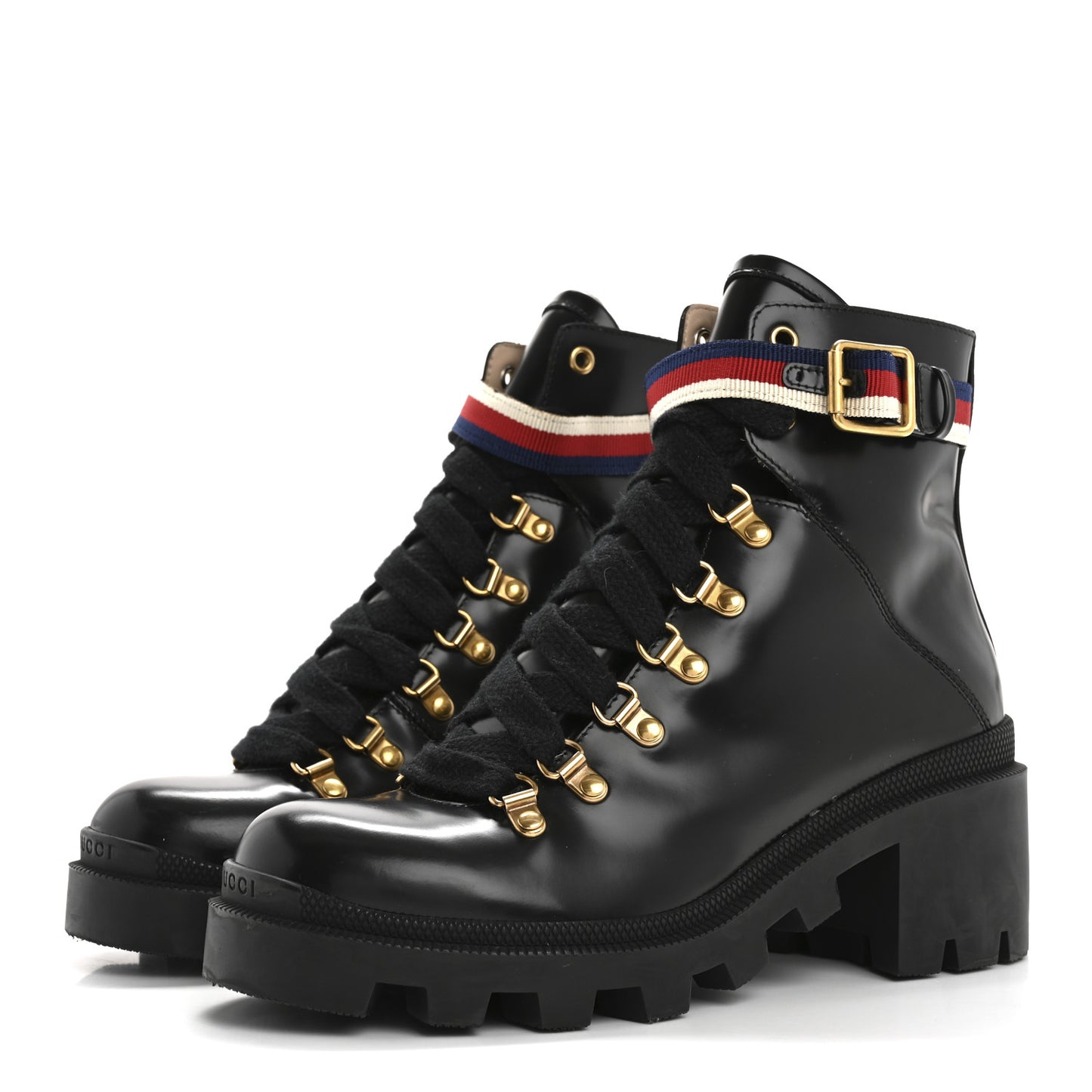 Calfskin Sylvie Web Womens Lace Up Combat Boots 38 Black