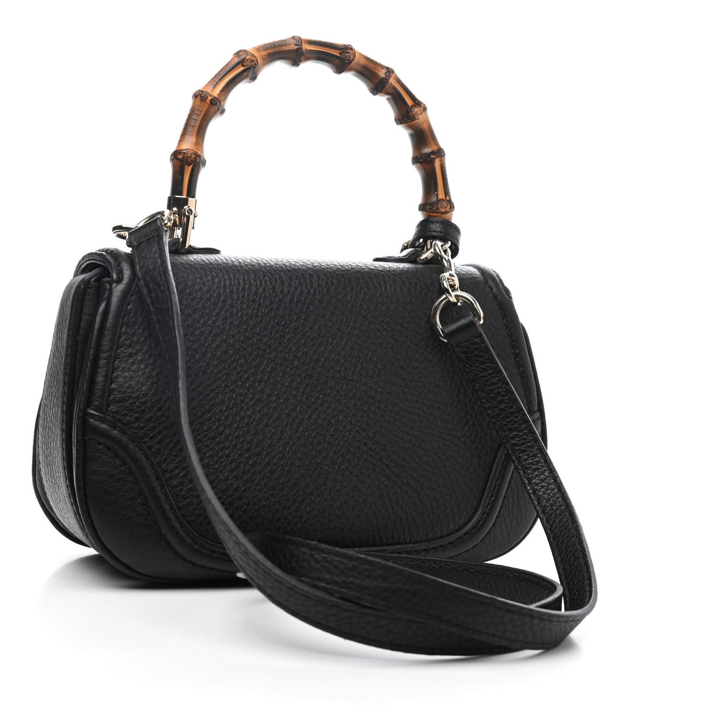 Cellarius Calfskin Small New Bamboo Top Handle Bag Black