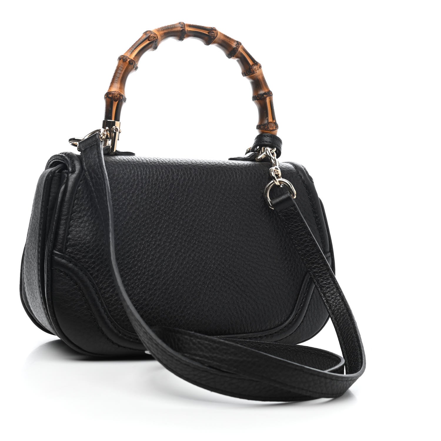 Gucci Cellarius Calfskin Small New Bamboo Top Handle Bag Black 2 of 4