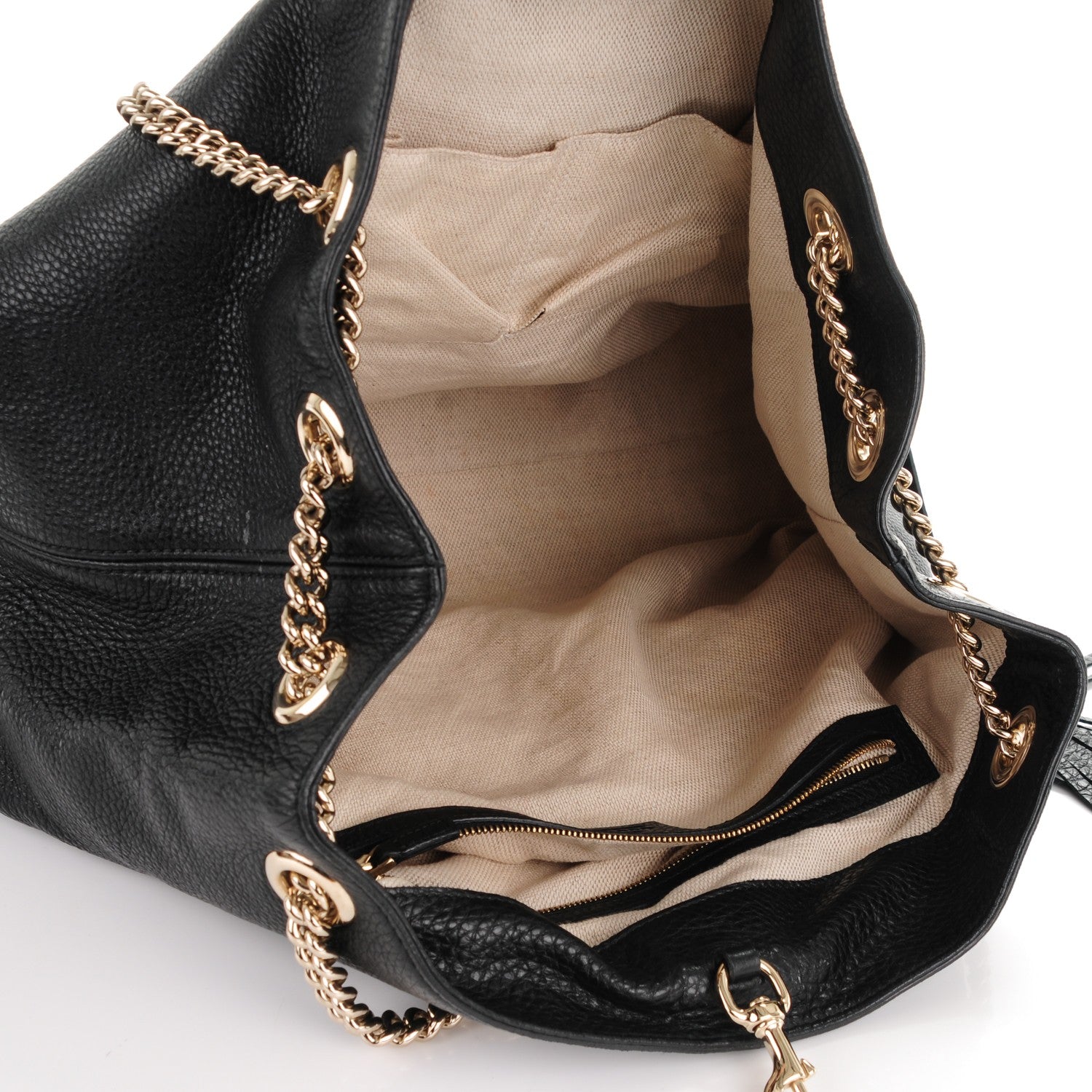 Gucci Pebbled Calfskin Large Soho Chain Shoulder Bag Black 5 of 7