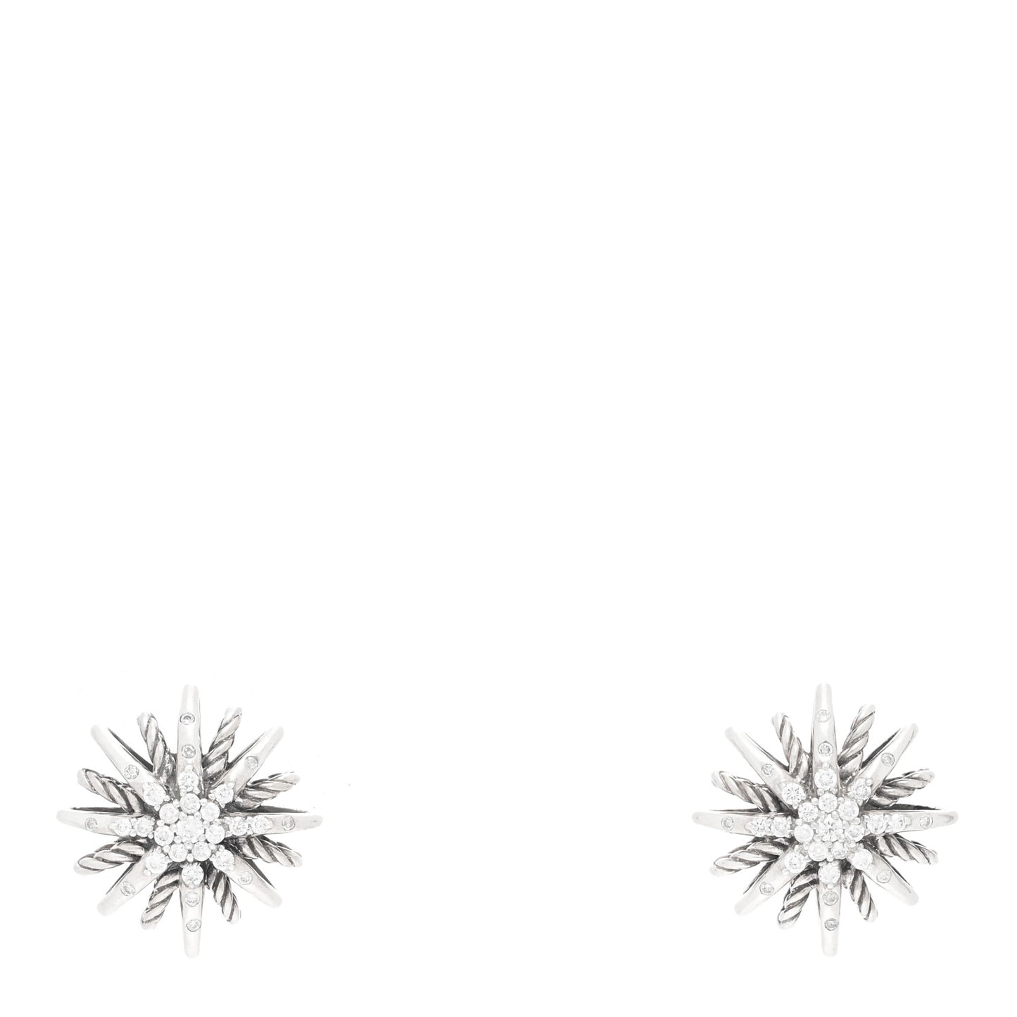 Sterling Silver Diamond 16mm Starburst Earrings