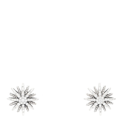 David Yurman Sterling Silver Diamond 16mm Starburst Earrings 1 of 4