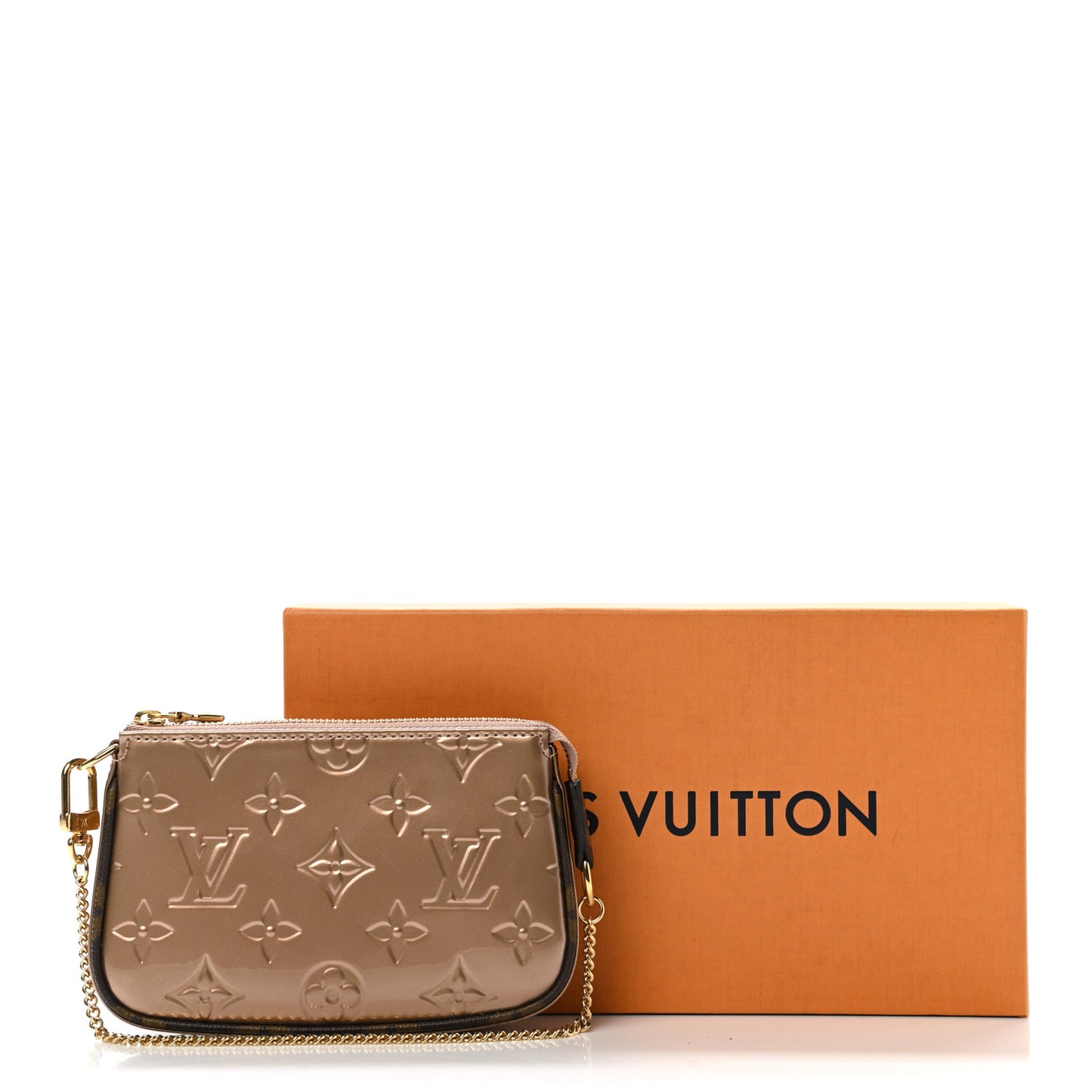 Metallic Vernis Mini Pochette Accessories Rose Gold