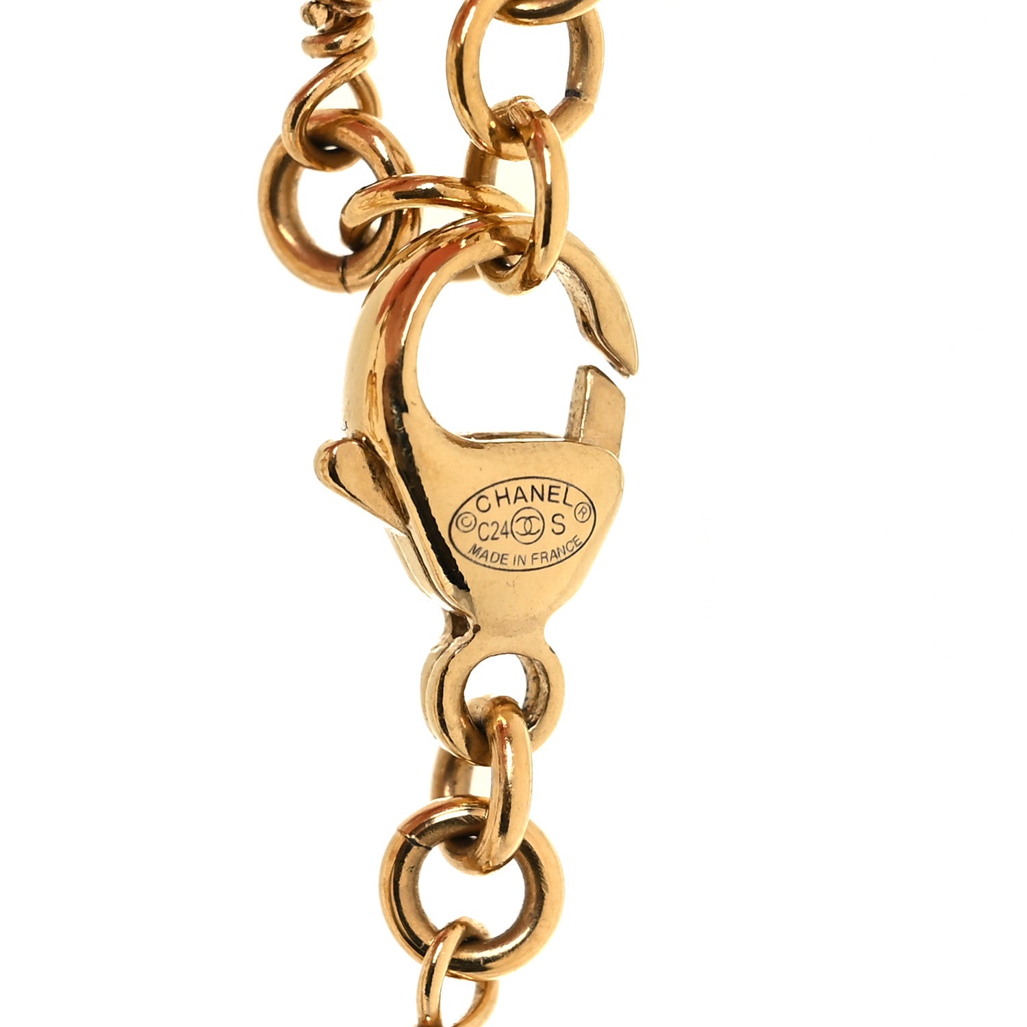 Chanel Crystal Pearl Logo Bracelet Black Gold 4 of 4