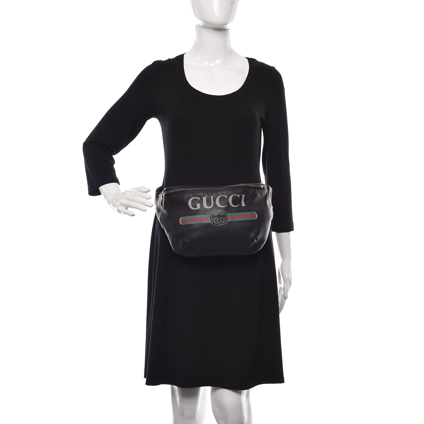 Grained Calfskin Logo Belt Bag Black
