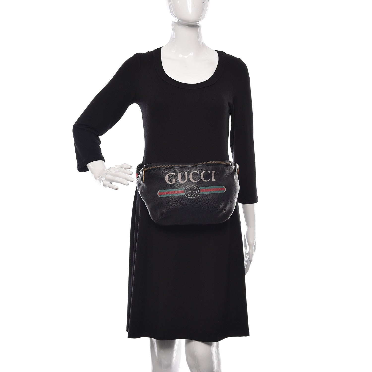 Gucci Grained Calfskin Logo Belt Bag Black 2 of 12