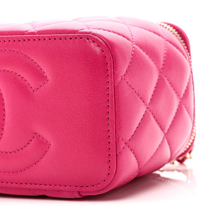 Chanel Lambskin Quilted Small Charming Top Handle Vanity Case With Chain Dark Pink 11 of 12