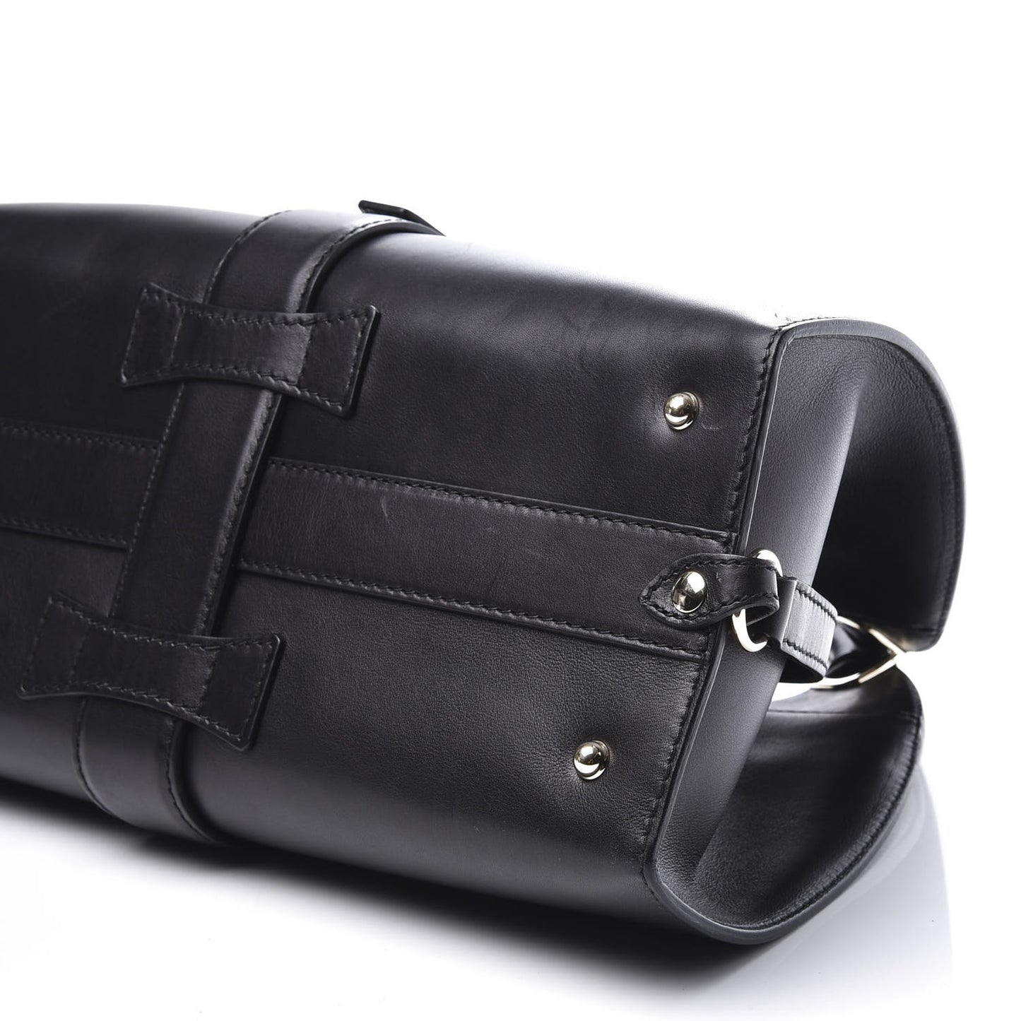 Calfskin Medium Stirrup Top Handle Bag Black