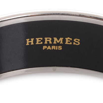Hermes Enamel Printed Horses Wide Bracelet 70 Black 3 of 5