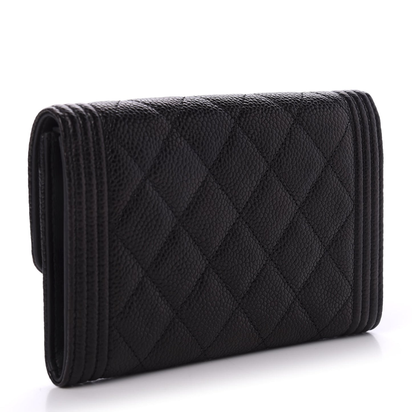 Caviar Quilted Small Boy Flap Wallet Black