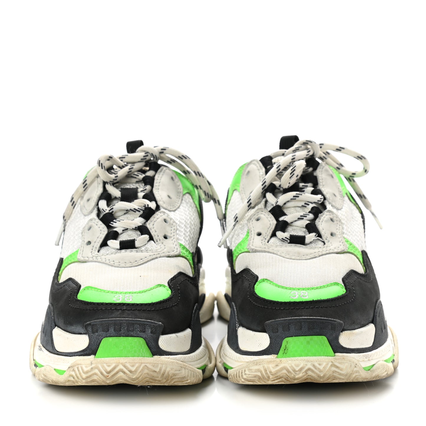 Fabric Mesh Womens Triple S Sneakers 38 White Green Fluo Black