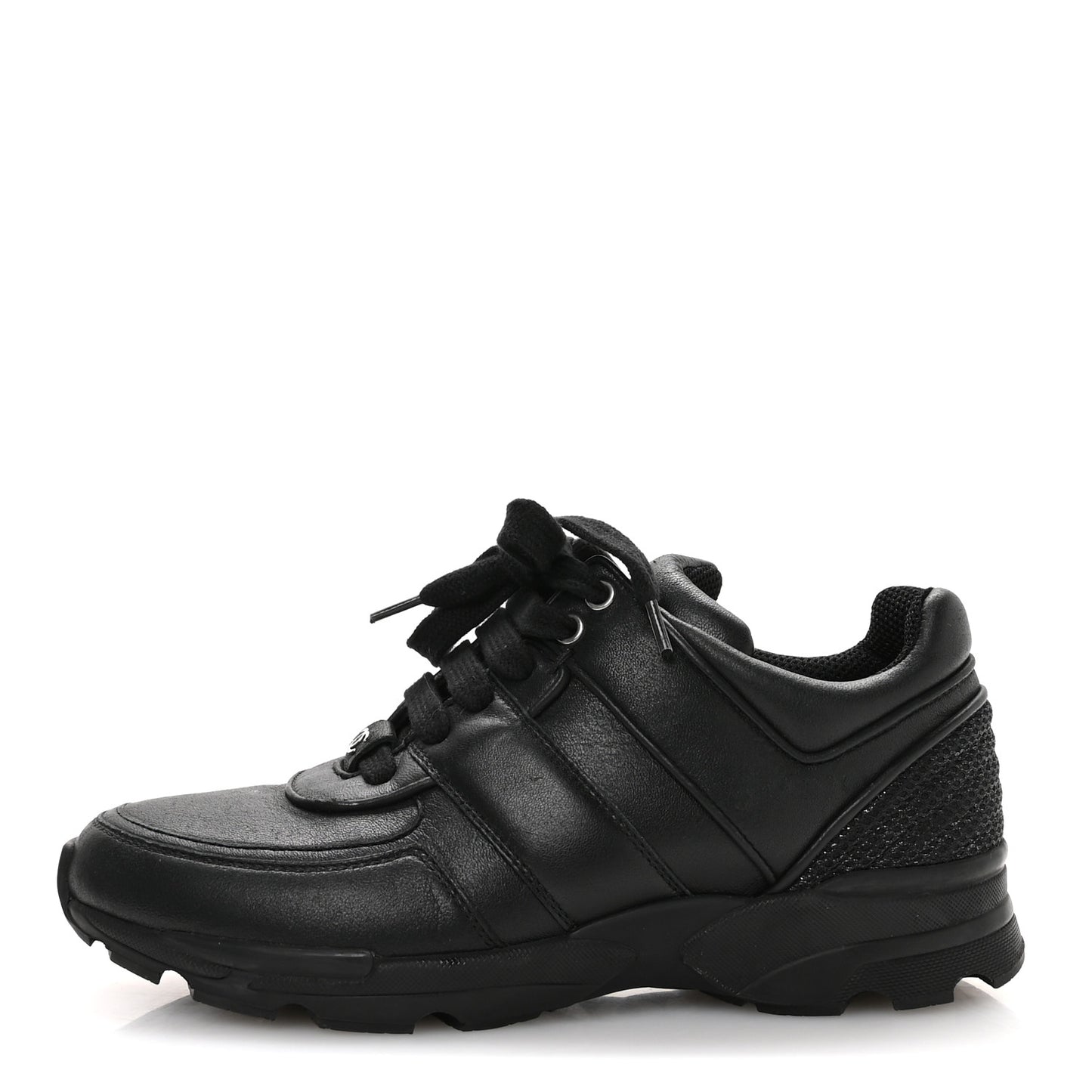 Calfskin Tweed Womens Sneakers 37 Black
