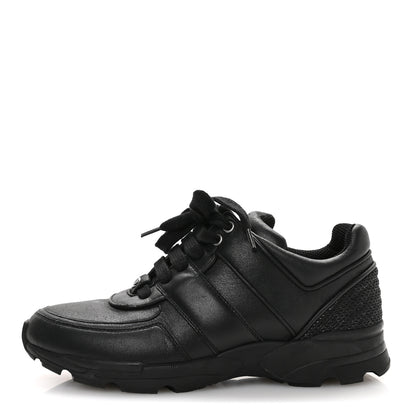 Chanel Calfskin Tweed Womens Sneakers 37 Black 1 of 8