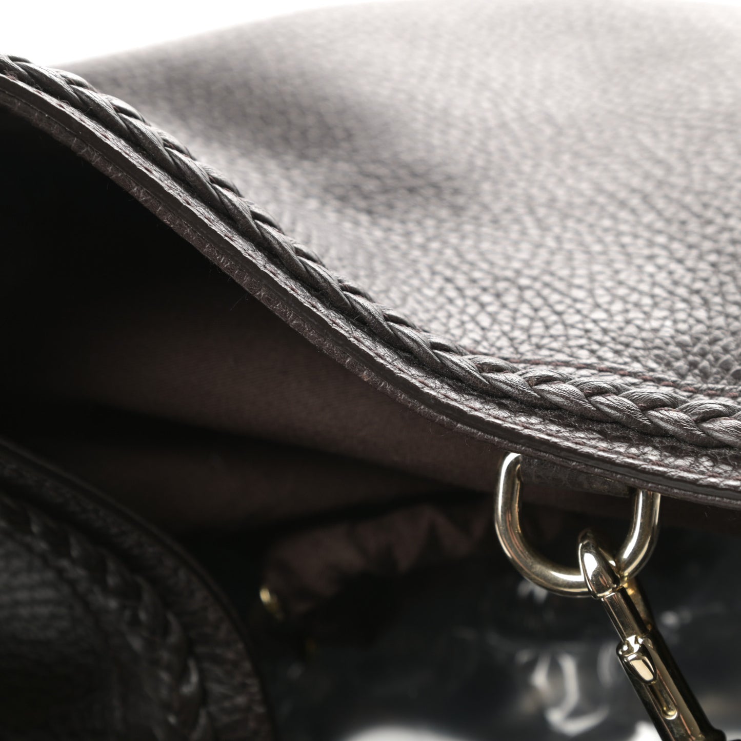 Pebbled Calfskin Medium Shoulder Bag Brown