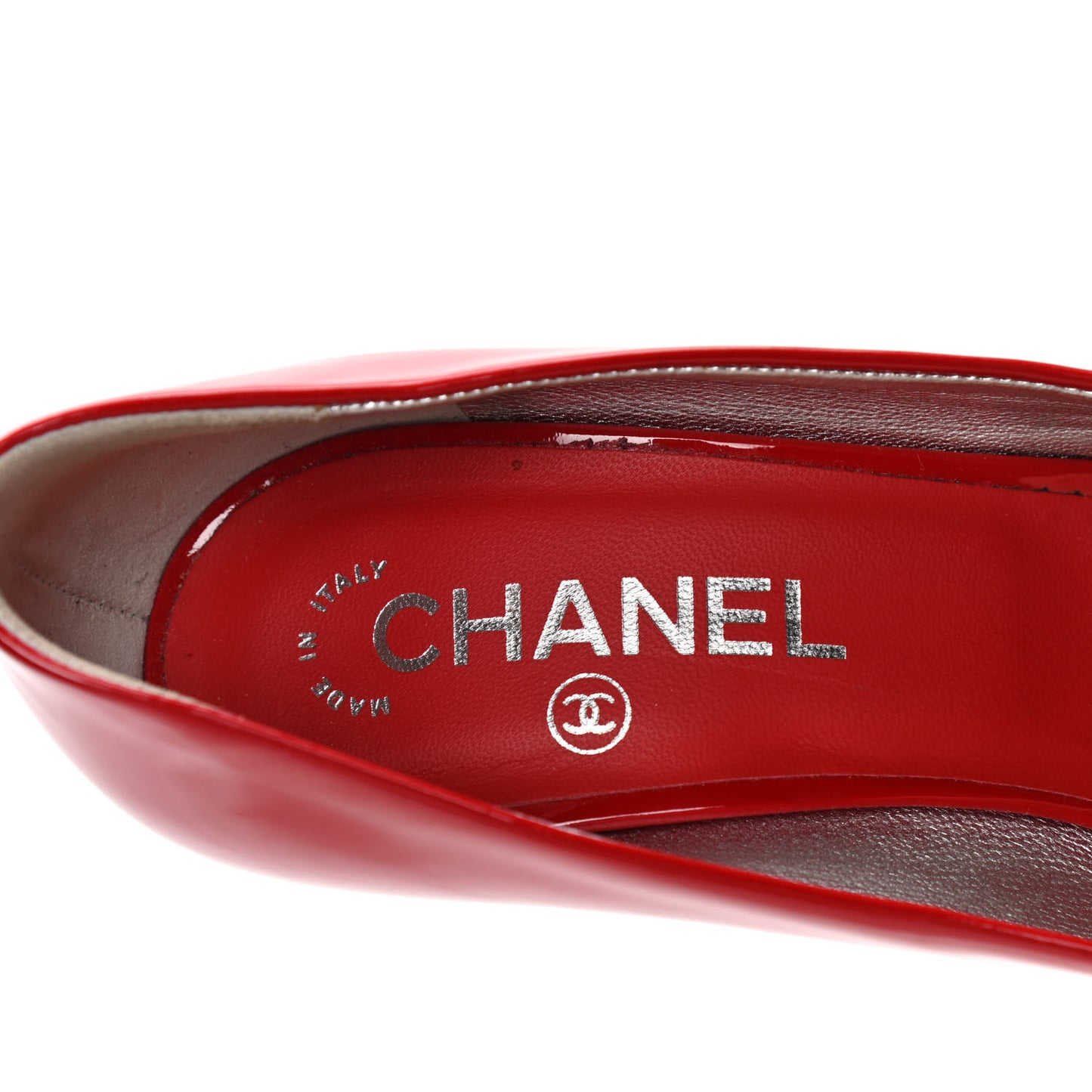 Patent Open Toe CC Pumps 38 Red