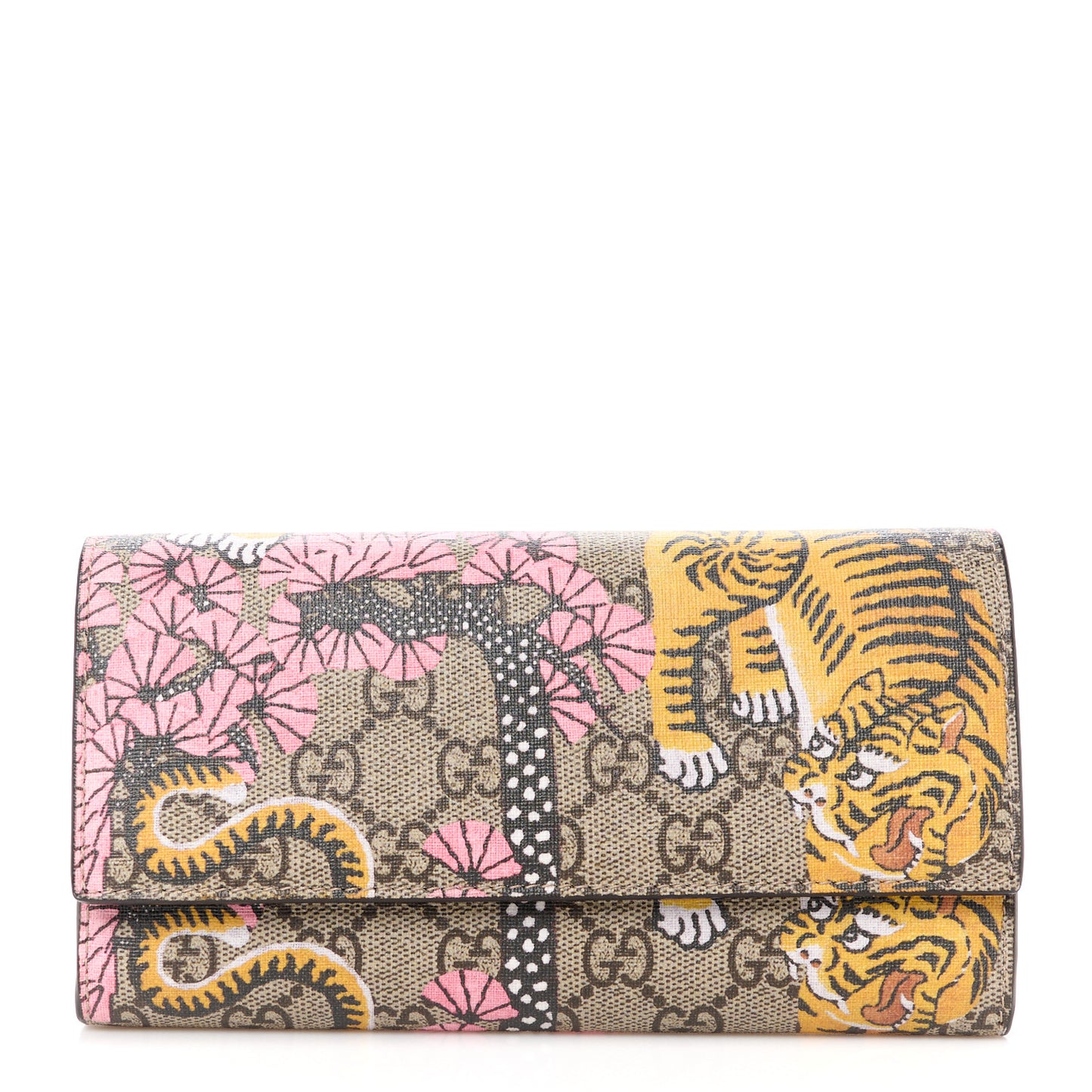 GG Supreme Monogram Bengal Continental Wallet Beige Pink