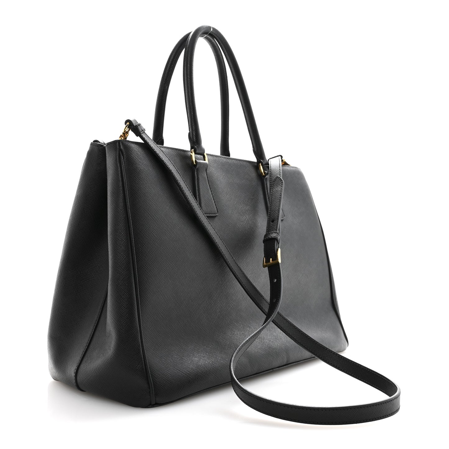 Saffiano Lux Large Galleria Double Zip Tote Black