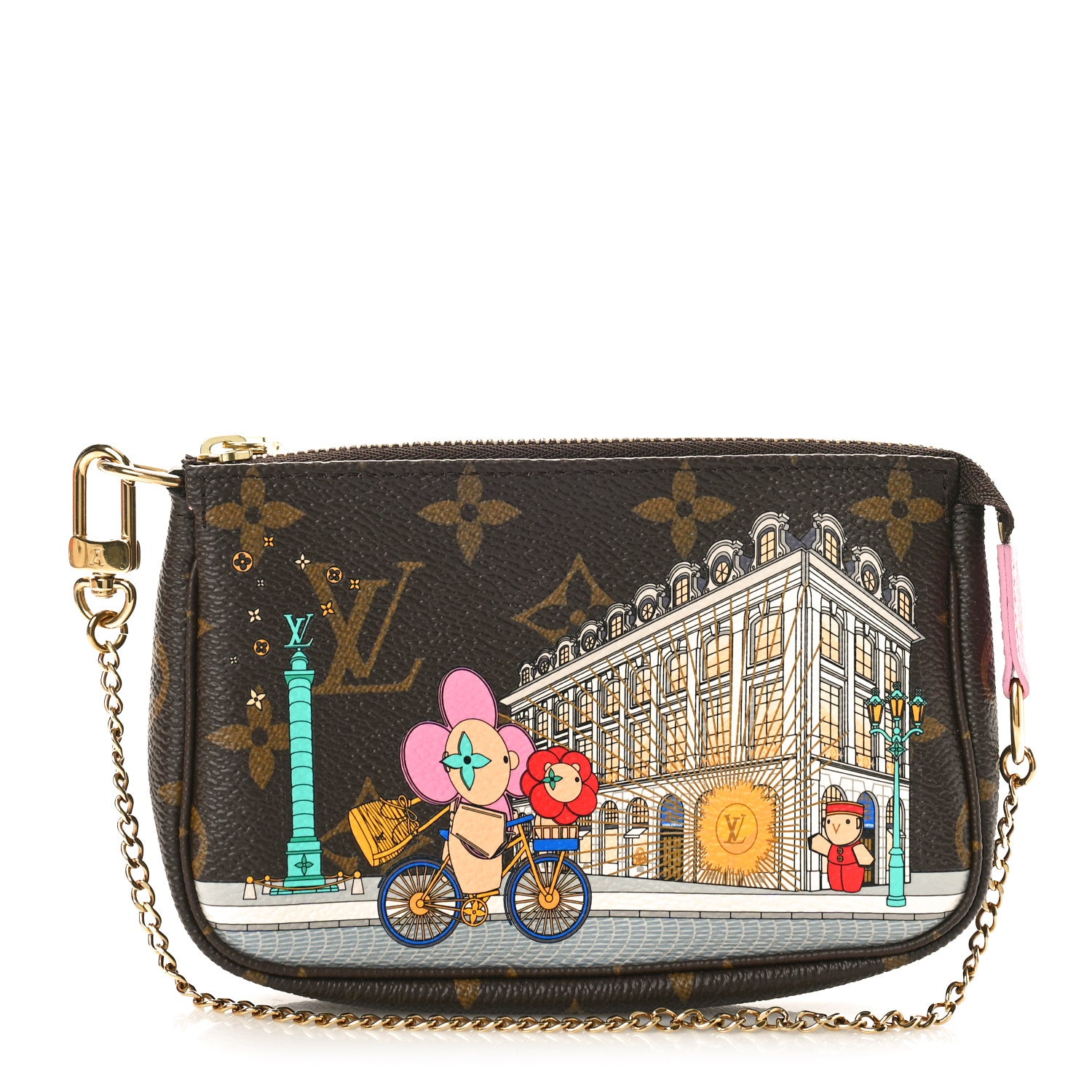 Louis Vuitton Monogram 2022 Christmas Animation Paris Mini Pochette Accessories Pink 2 of 17