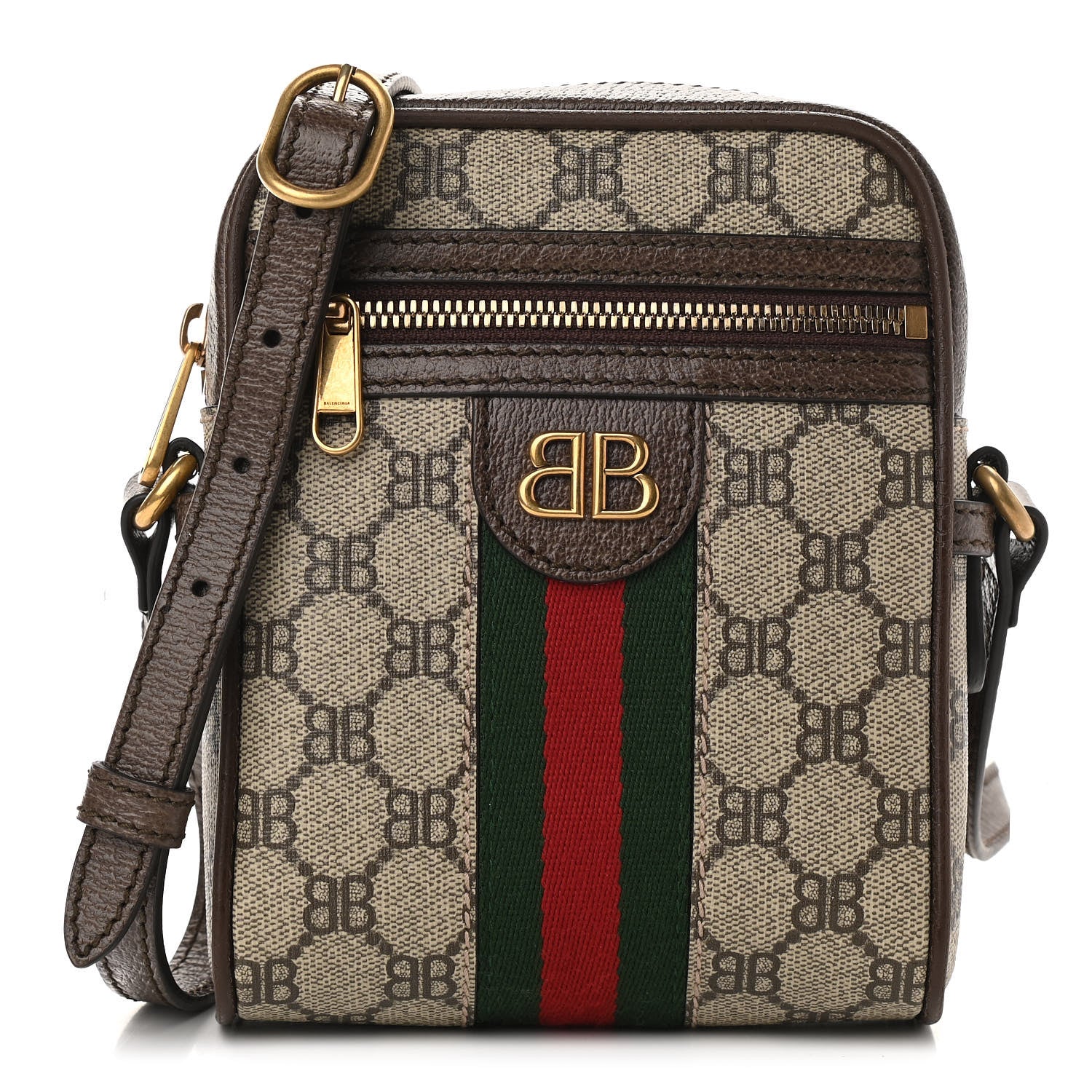 Gucci X BALENCIAGA BB Supreme Monogram Web Mini Ophidia Messenger Beige New Acero 1 of 9