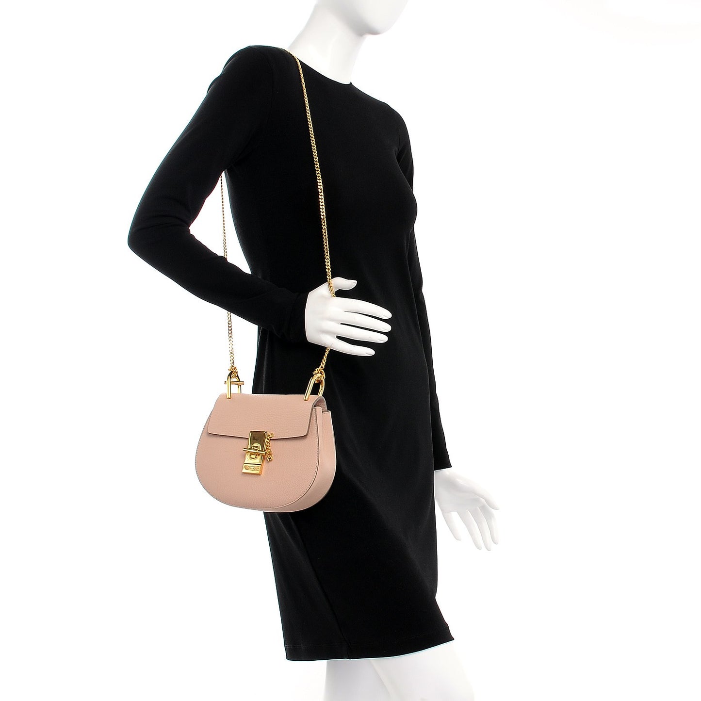 Grained Lambskin Mini Drew Shoulder Bag Cement Pink