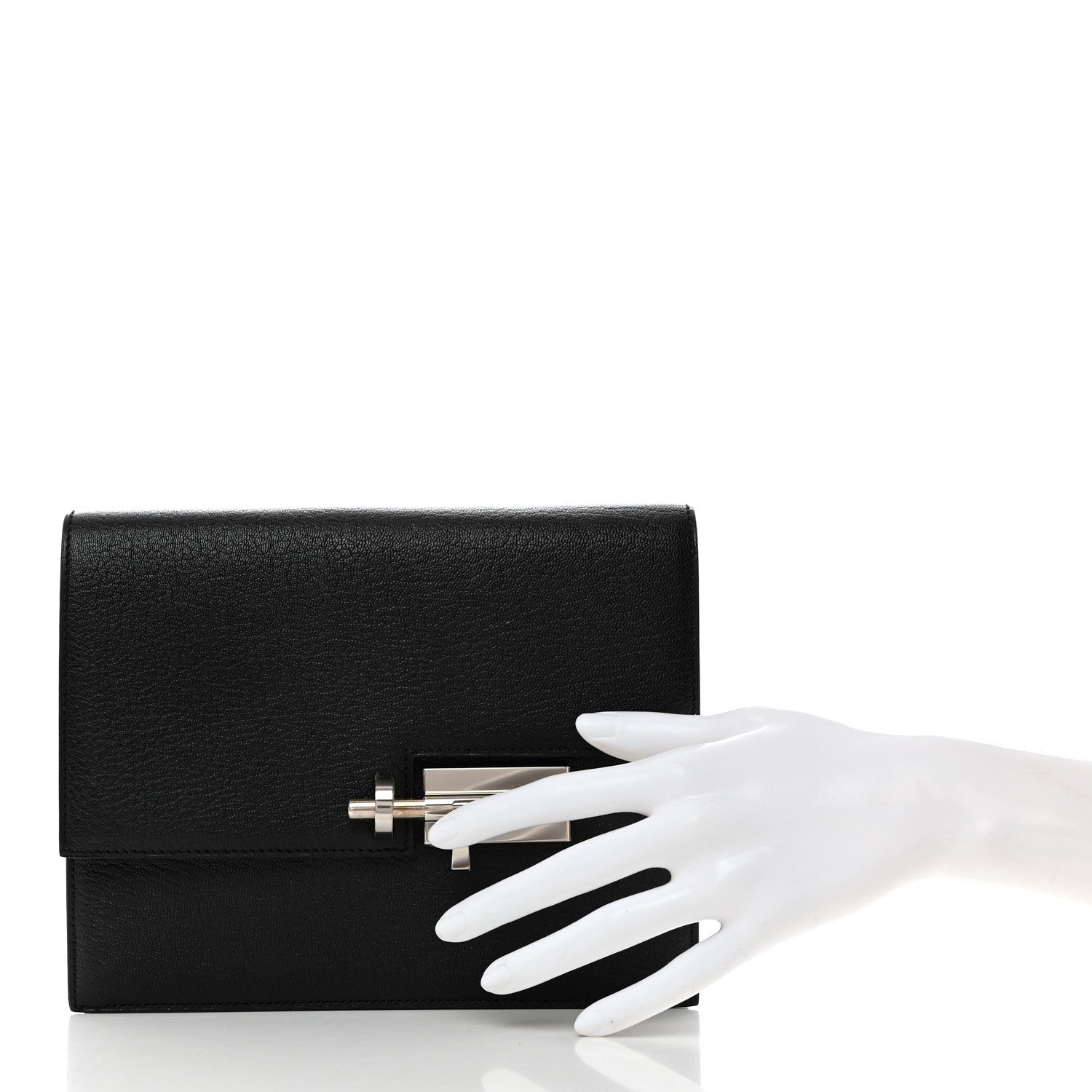 Hermes Chevre Mysore Verrou Clutch Black 2 of 7