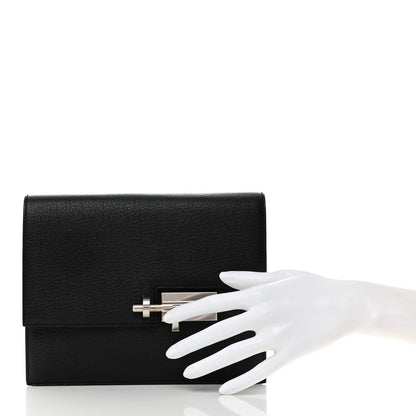 Hermes Chevre Mysore Verrou Clutch Black 2 of 7