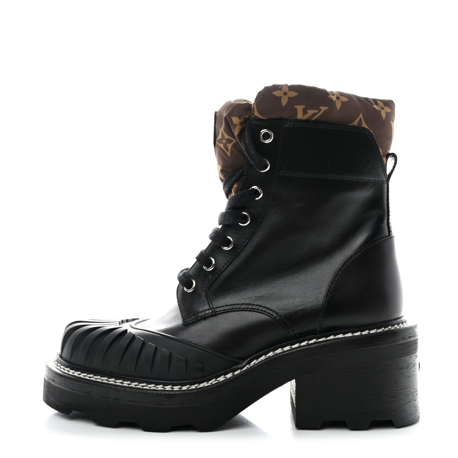 Louis Vuitton Calfskin Monogram Nylon LV Beaubourg Ankle Boot 37.5 Black 1 of 9