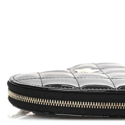 Chanel Patent Calfskin Resin Quilted CC Heart Clutch With Chain Black 14 of 21
