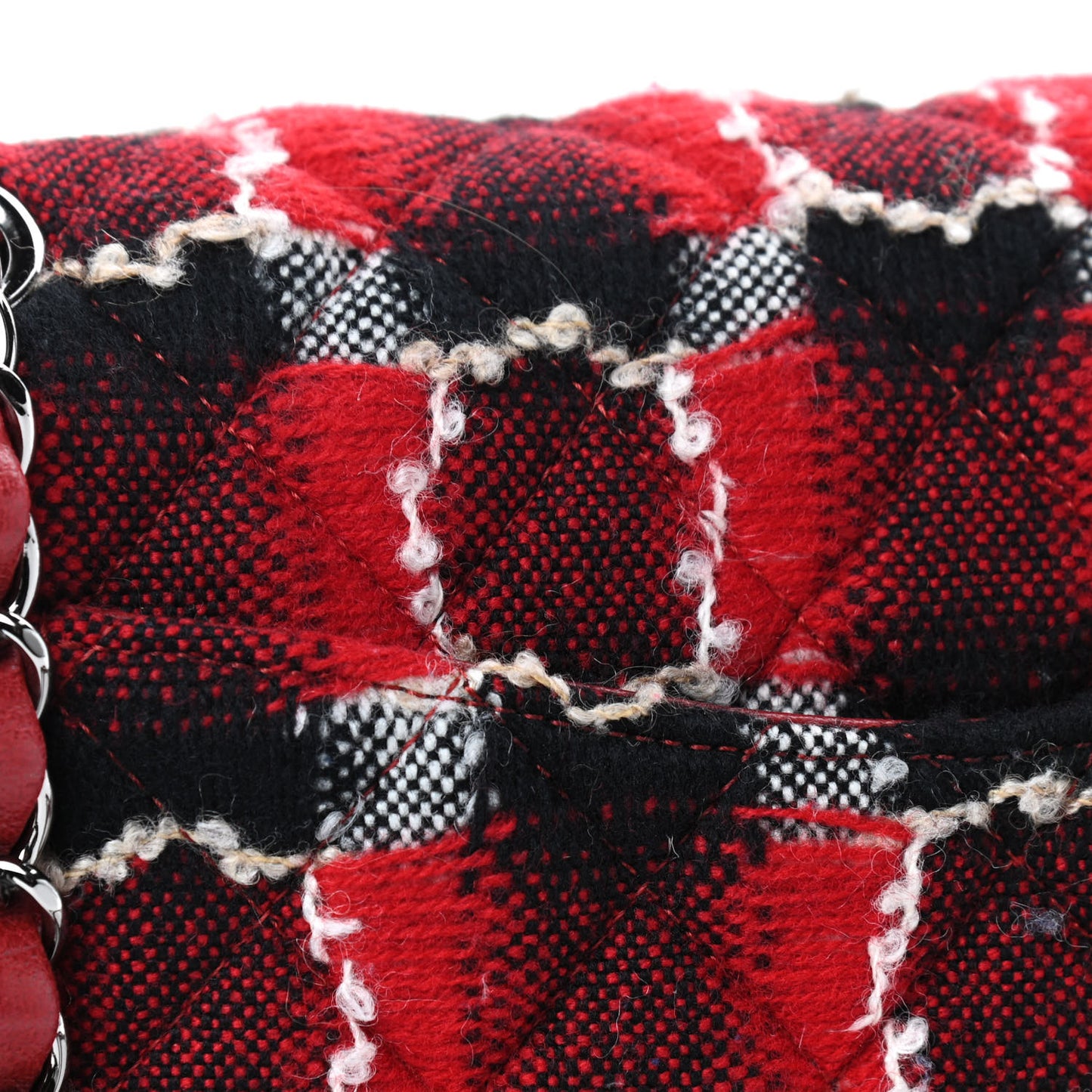 Wool Quilted Medium Double Flap Red