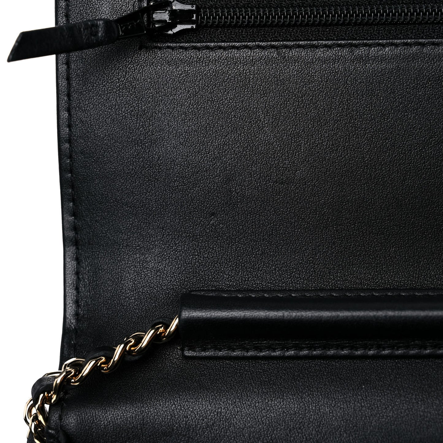 Calfskin Chevron Boy Wallet On Chain WOC Black