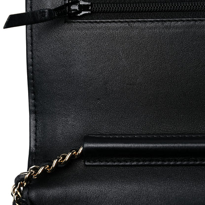 Chanel Calfskin Chevron Boy Wallet On Chain WOC Black 14 of 15