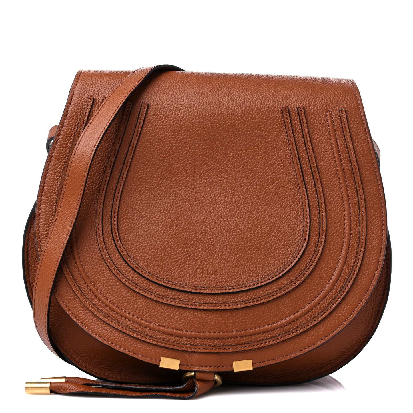 Calfskin Medium Marcie Round Crossbody Bag Tan