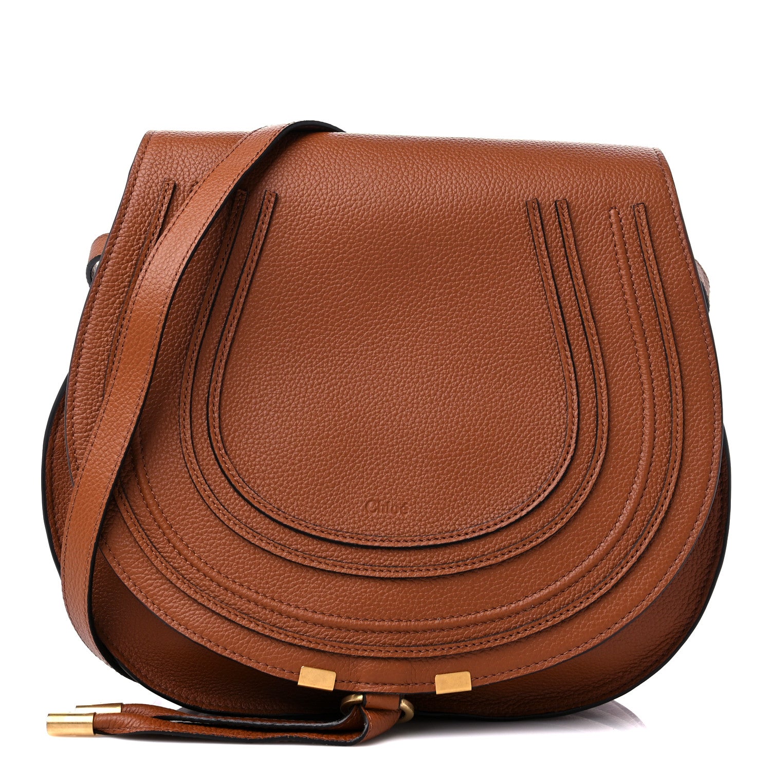 Chloe Calfskin Medium Marcie Round Crossbody Bag Tan 1 of 8